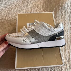 Michael Kors Silver and Black Women's Sneakers
